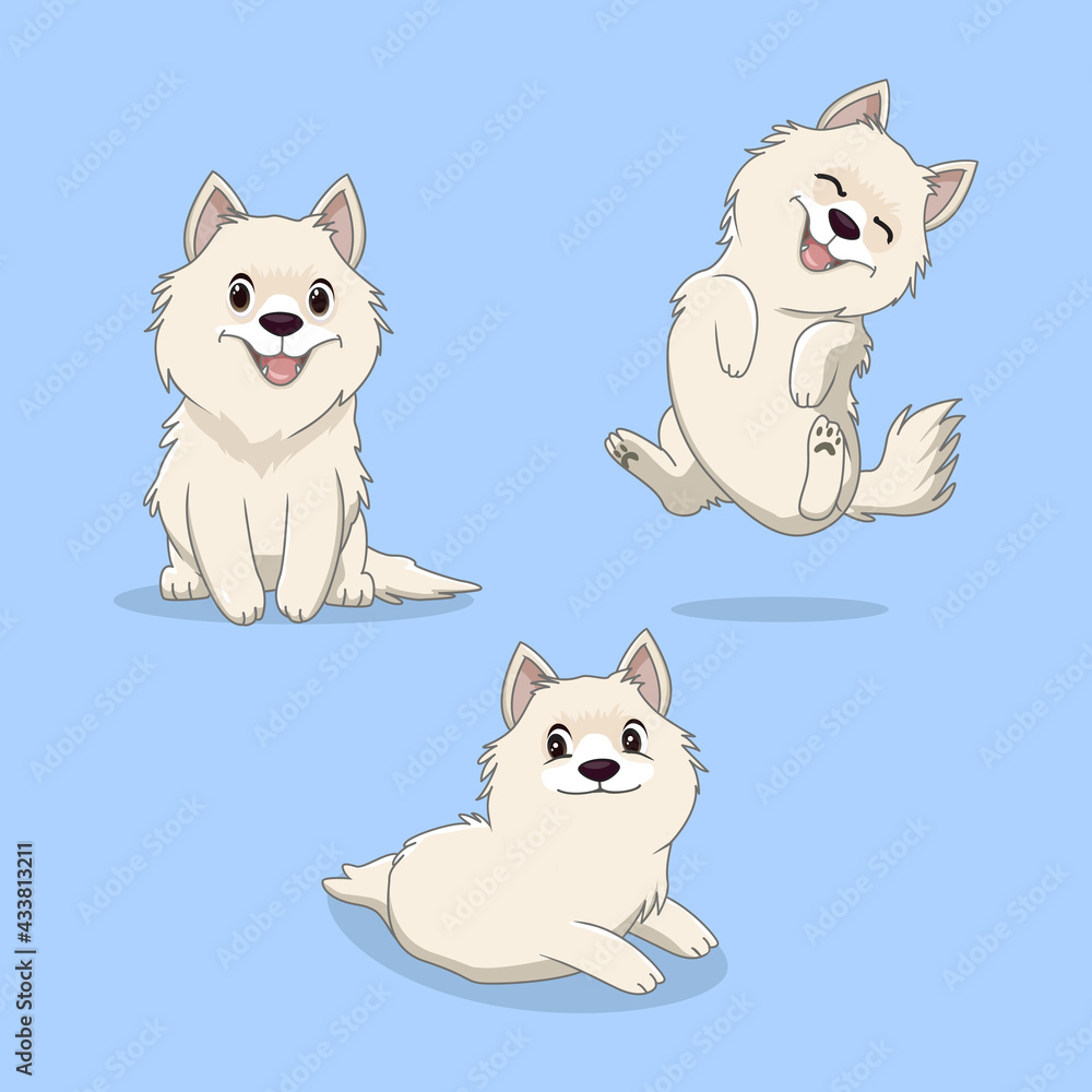 cute sdamoyed dog cartoon collection cute sdamoyed dog cartoon collection