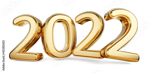 2022 bold letters golden symbol 3d-illustration