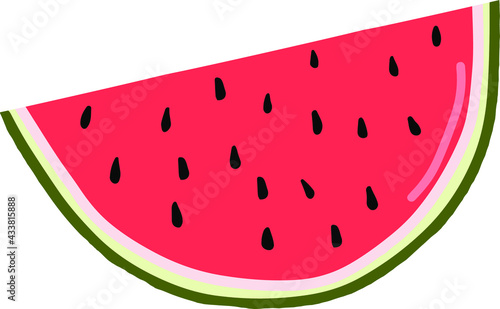 Vector watermelon icon, juicy watermelon slice colored illustration, summer. 