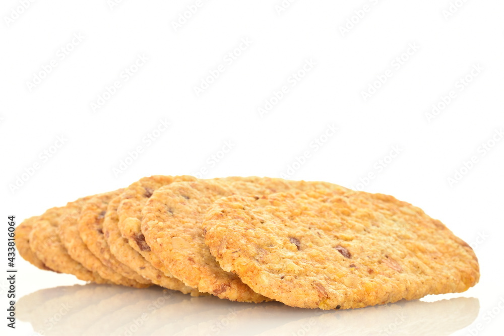 Several cookies with pieces of fruit, close-up, isolated on white. Several cookies with pieces of fruit, close-up, isolated on white.