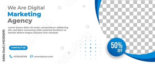 Modern web banner template design for digital business agency.