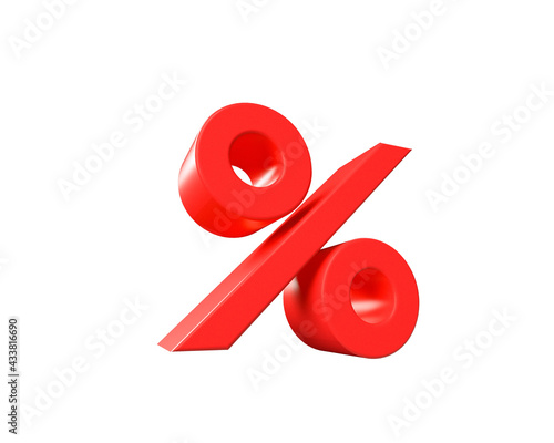 3D Illustration. Percent discount symbol on isolated background. Sale and offer concept.