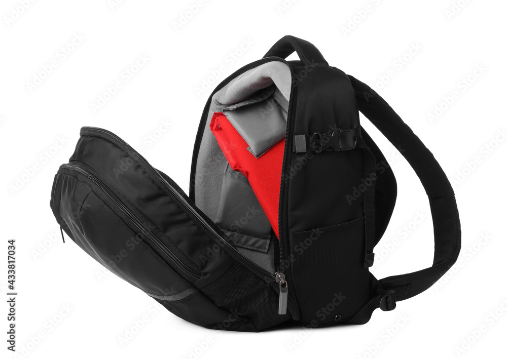 Backpack for camera isolated on white. Professional accessory Backpack for camera isolated on white. Professional accessory