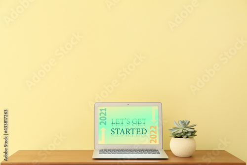 Text LET'S GET START on scr...