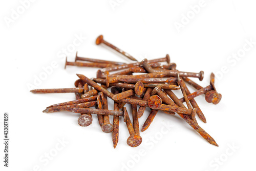 Fototapeta Naklejka Na Ścianę i Meble -  old rusty nails isolated on white background.	