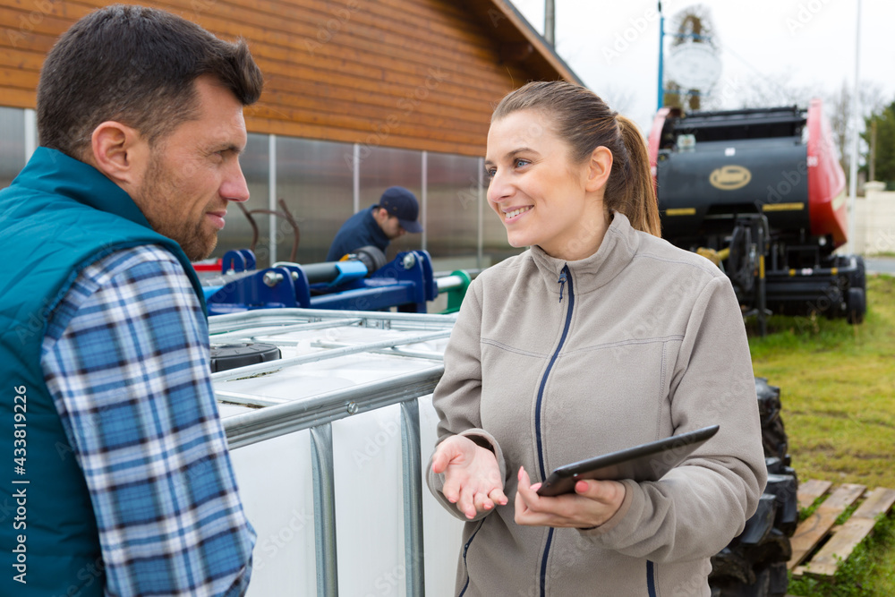 Fototapeta premium portrait of workers meeting at rural convention