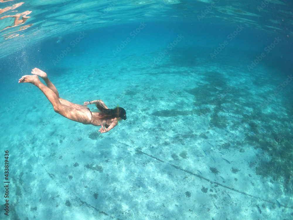 woman snorkeling in the sea