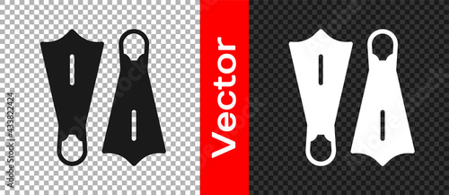 Black Rubber flippers for swimming icon isolated on transparent background. Diving equipment. Extreme sport. Sport equipment. Vector