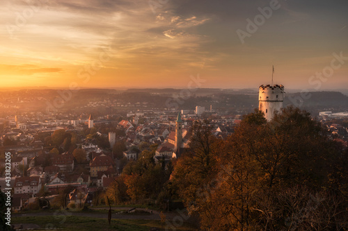 Photos sunset over the city. Ravensburg