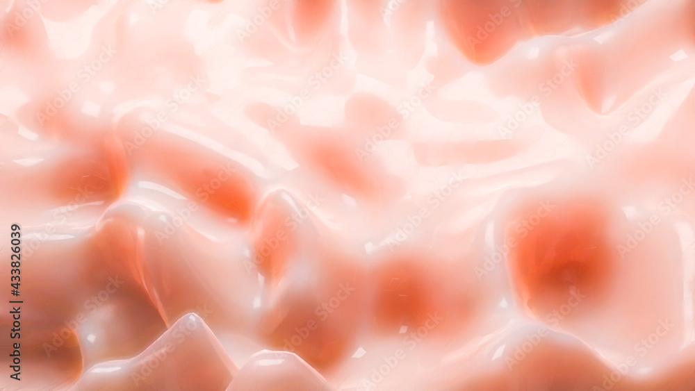 Fototapeta premium smooth wave surface of light pink color. 3d render illustration
