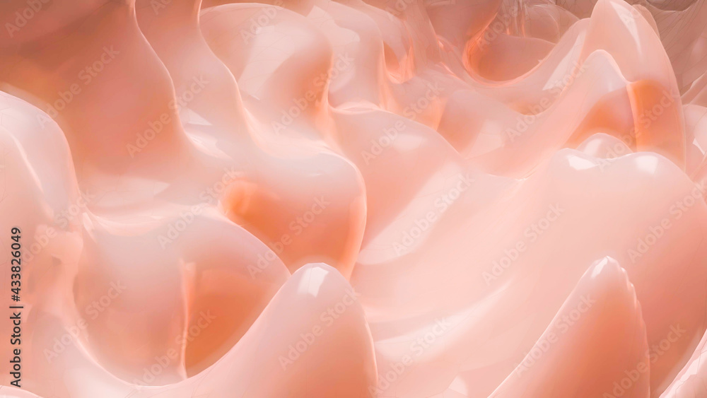 Obraz premium smooth wave surface of light pink color. 3d render illustration