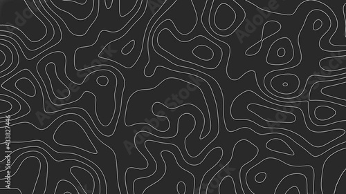 White outline topographic contour map abstract tech motion graphic design. Geometric background. Video animation Ultra HD 4K 3840x2160. Moving waves on black background.