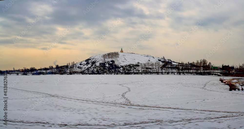 Fototapeta premium winter landscape with snow