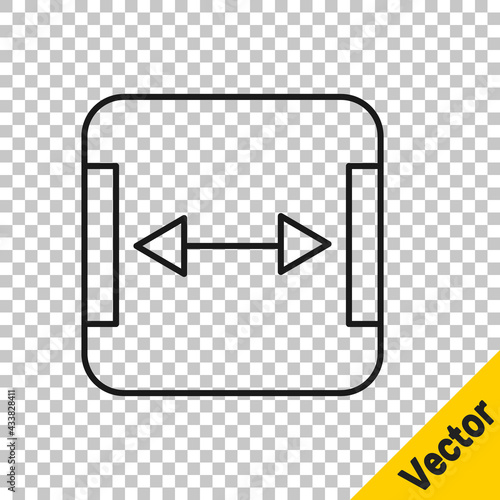 Black line Area measurement icon isolated on transparent background. Vector