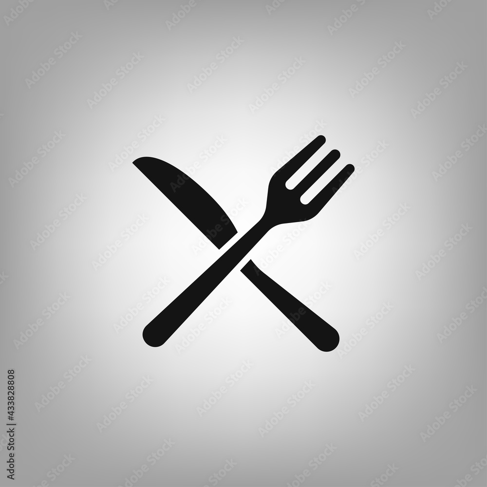 Fork and knife icon for the interface of applications, games. Fork and knife icon for the interface of applications, games.