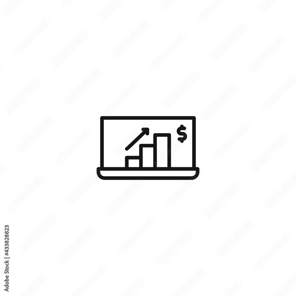Finance icon diagram on laptop screen Finance icon diagram on laptop screen