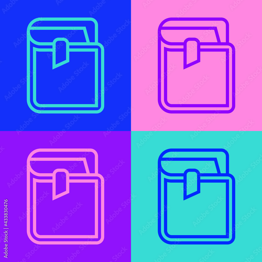 Pop art line Book icon isolated on color background. Vector Pop art line Book icon isolated on color background. Vector