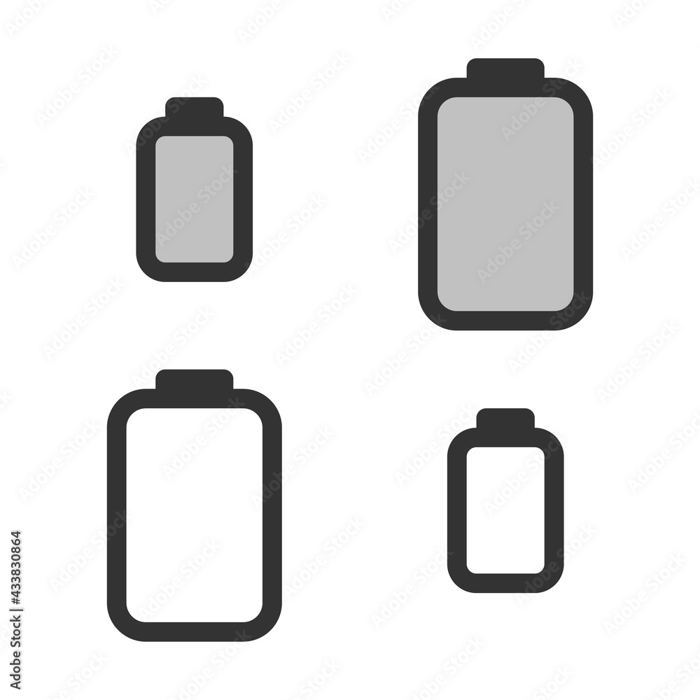 Pixel-perfect linear icon of battery full discharge built on two base grids of 32x32 and 24x24 pixels. The initial line weight is 2 pixels. In two-color and one-color versions. Editable strokes Pixel-perfect linear icon of battery full discharge built on two base grids of 32x32 and 24x24 pixels. The initial line weight is 2 pixels. In two-color and one-color versions. Editable strokes