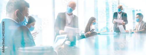 banner of business worker w...