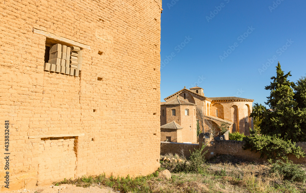 a view to the Cistercian monastery of Santa Maria de Huerta, province of Soria, Castile and Leon, Spain