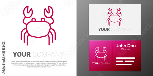Logotype line Crab icon isolated on white background. Logo design template element. Vector