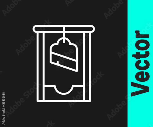 White line Guillotine medieval execution icon isolated on black background. Vector
