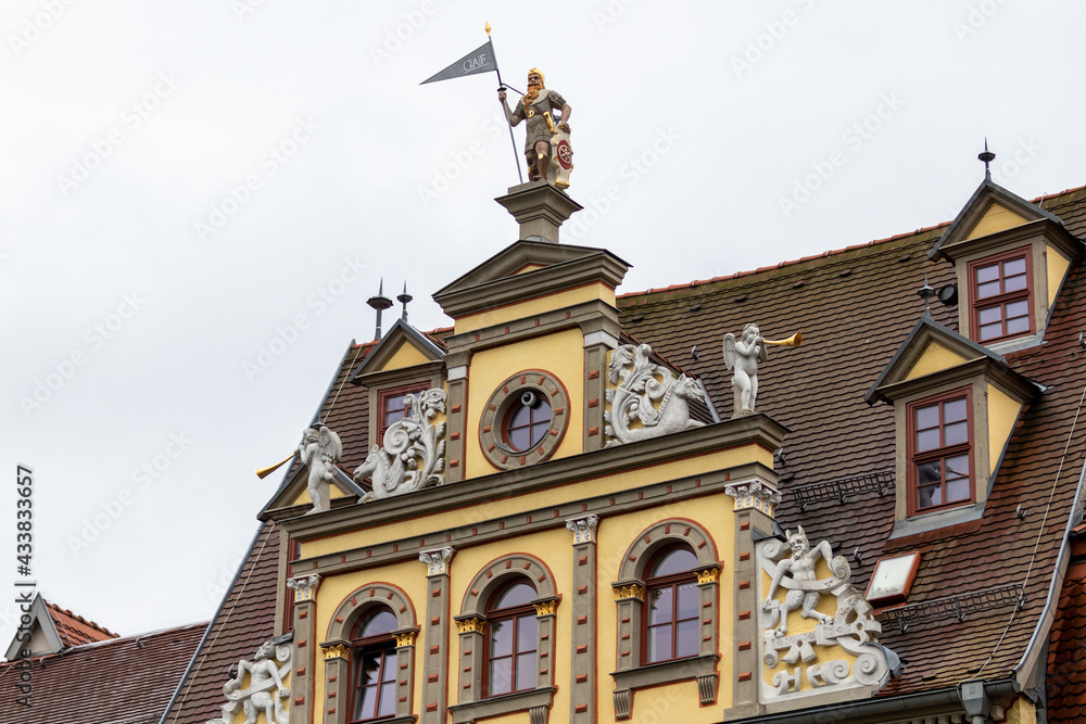 Facade of a historic building on the fish market in Erfurt