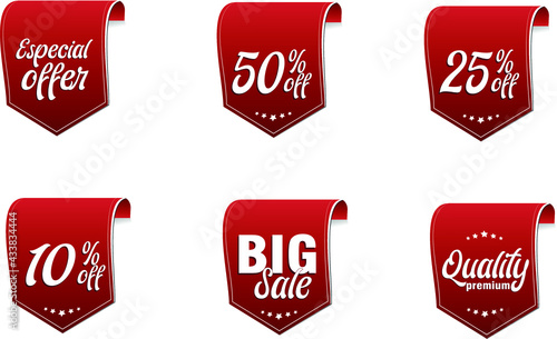 colletion sticker offer eccomerce business sell icon vector red
