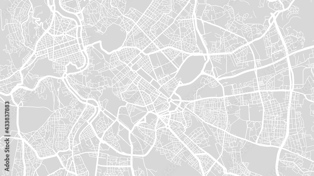 White and light grey Rome city area vector background map, streets and water cartography illustration.