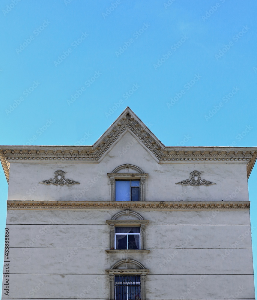 Towerlike-mock Venetian style house-flat and front gable combination roof. Zhangye-Gansu-China-1320 Towerlike-mock Venetian style house-flat and front gable combination roof. Zhangye-Gansu-China-1320