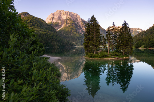 Slovenian mountain lake in idyllic morning light