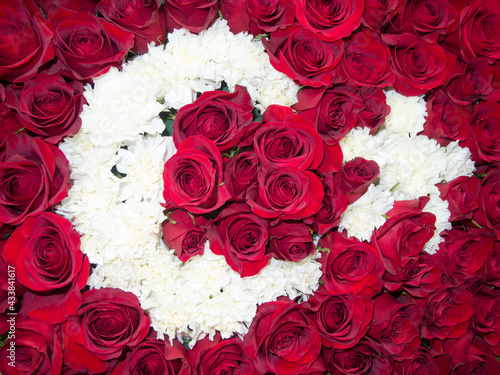 Turkey national flag designed with red and white roses
