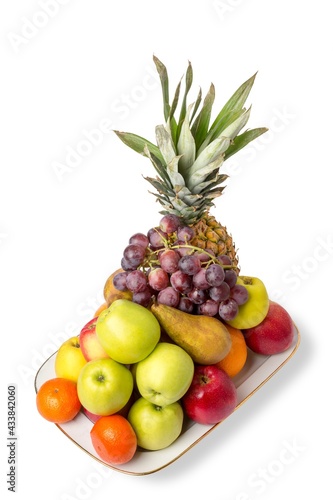 Fototapeta Naklejka Na Ścianę i Meble -  Fruit basket. white background, white plate