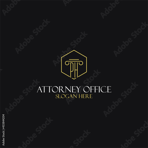 PH monogram initials design for legal, lawyer, attorney and law firm logo