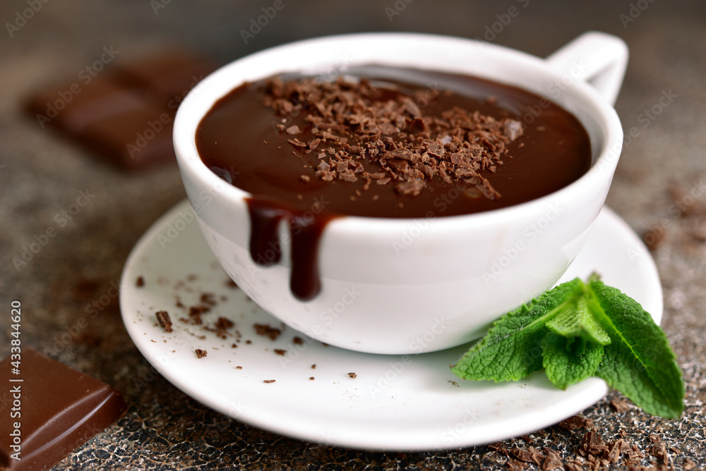 Fototapeta premium Delicious hot chocolate with mint.