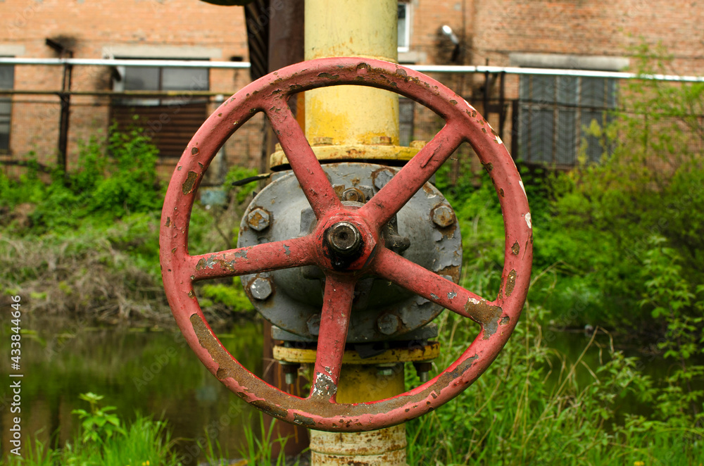 Red steering wheel of valve