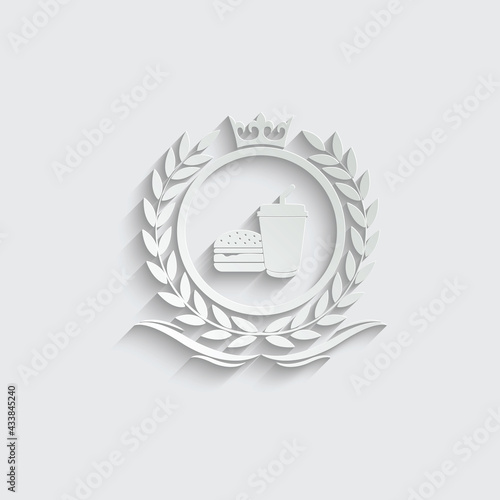 fast food restaurant logo template luxury royal food vector company decorative emblem with crown	