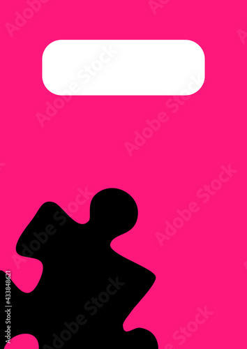 Vertical illustration format A4 - the design of the screen of the phone or tablet for inscriptions and photos, frame with puzzles. Postcard, book cover or notepad, postcard. Minimalism, pastiche