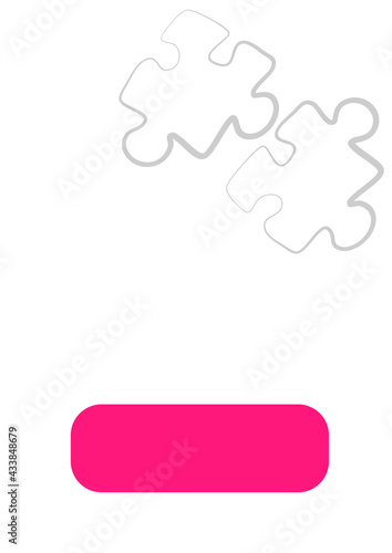 Vertical illustration format A4 - the design of the screen of the phone or tablet for inscriptions and photos, frame with puzzles. Postcard, book cover or notepad, postcard. Minimalism, pastiche