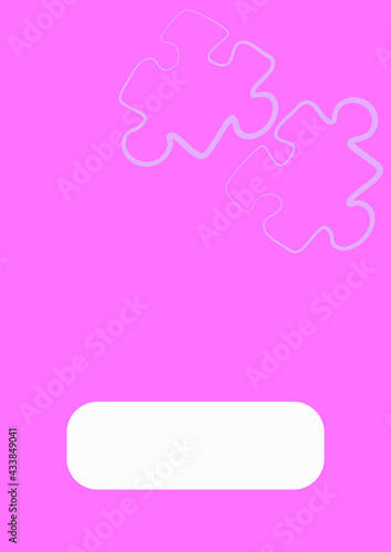 Vertical illustration format A4 - the design of the screen of the phone or tablet for inscriptions and photos, frame with puzzles. Postcard, book cover or notepad, postcard. Minimalism, pastiche