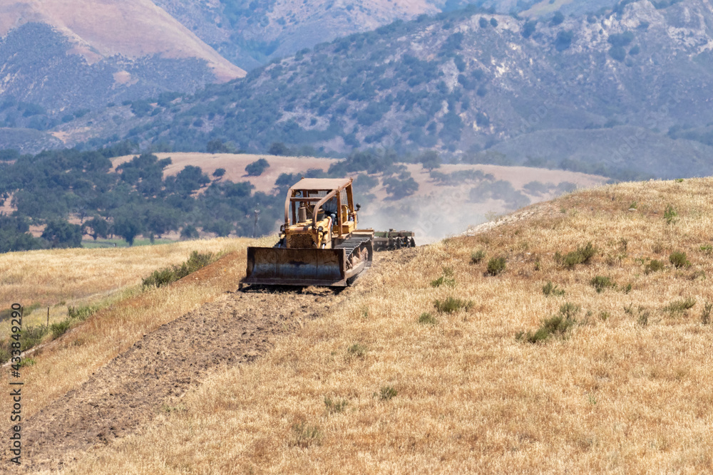Naklejka premium Dozer Fire Breaks, Fire Prevention, Tractors