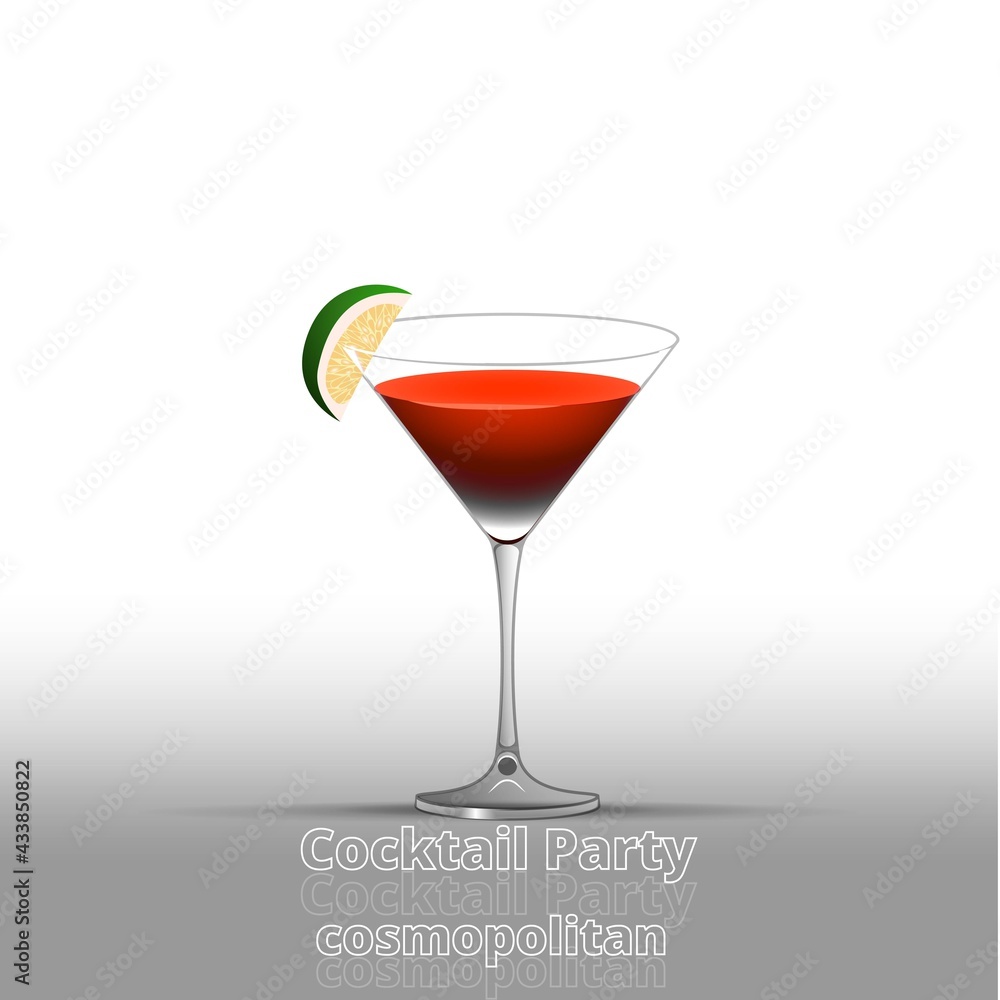 Clean Realistic Alcoholic Cocktail Vector illustration for Party in the club. Clean Realistic Alcoholic Cocktail Vector illustration for Party in the club.
