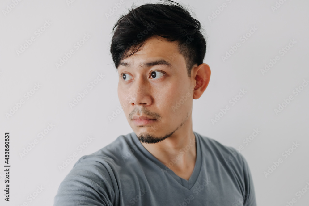 Selfie photo of Asian man in blue t-shirt isolated on white background. Selfie photo of Asian man in blue t-shirt isolated on white background.