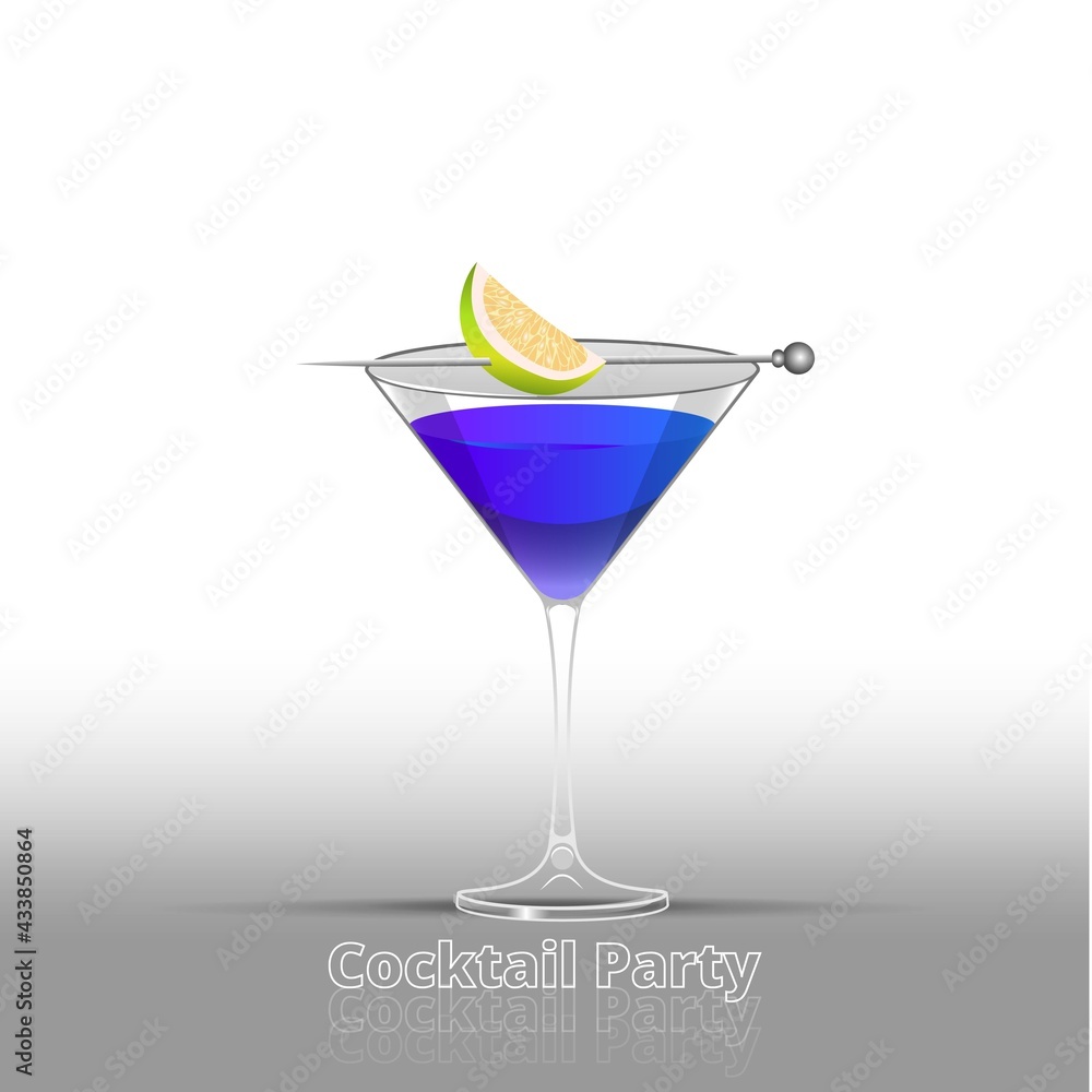 Clean Realistic Alcoholic Cocktail Vector illustration for Party in the club. Clean Realistic Alcoholic Cocktail Vector illustration for Party in the club.