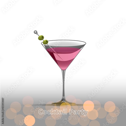 Clean Realistic Alcoholic Cocktail Vector illustration for Party in the club.