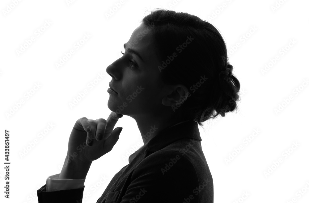 考える外国人女性の横顔 シルエット Stock Photo Adobe Stock