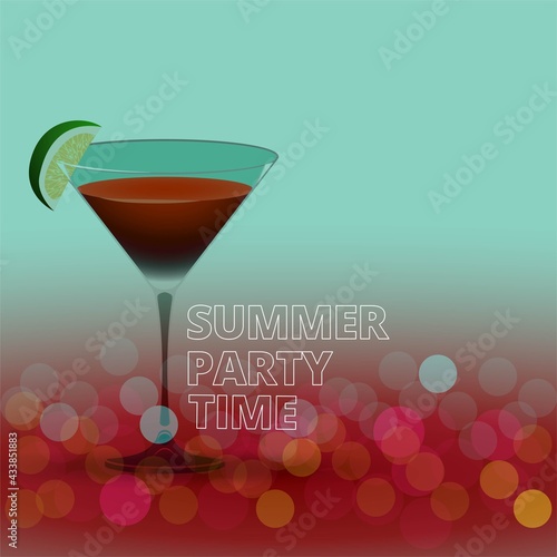Clean Realistic Alcoholic Cocktail Vector illustration for Party in the club.