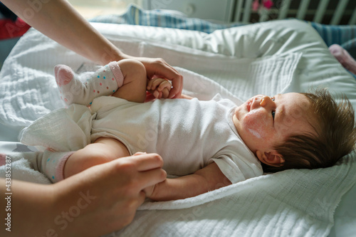 Fotografie Neurodermatitis Chronic constitutional atopic eczema small newborn baby with dry
