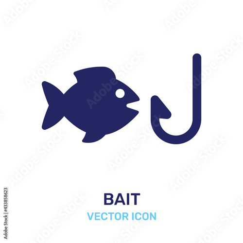 Fishing a fish with hook lure icon. Vector illustration.