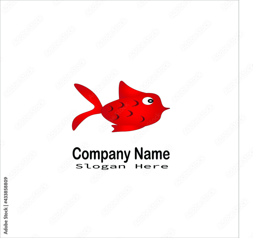 Red fish logo on white background Red fish logo on white background